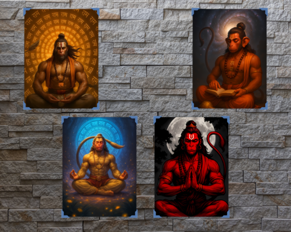 Meditative Hanuman Spiritual Wall Art Poster Set