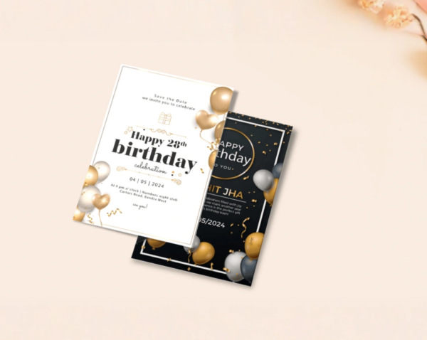 Custom Birthday Invitation Cards – Premium Matte & Glossy (Flat Design) ₹50.00 each-10 unit