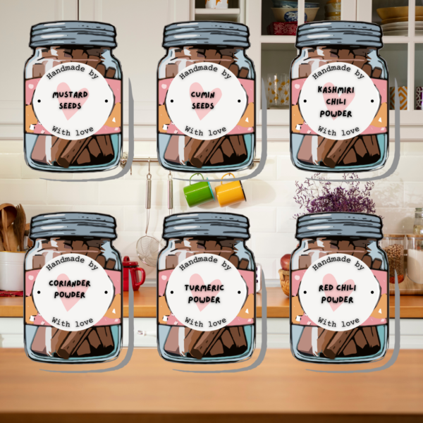 Handmade Kitchen Spice Jar Label Stickers – Printable Pantry Label Set