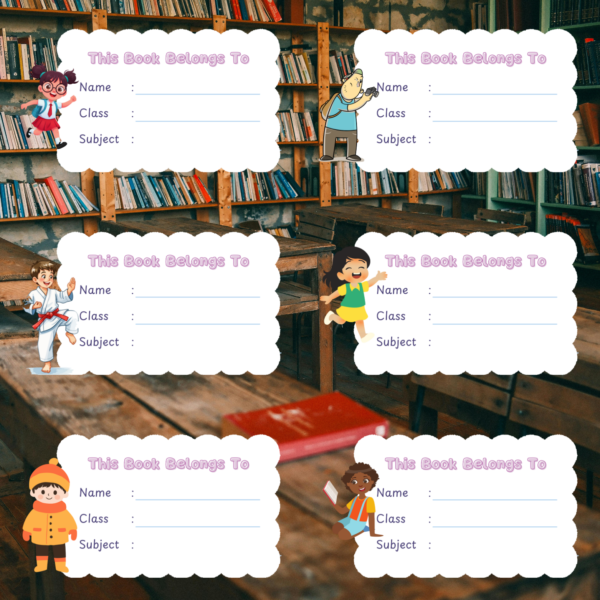 Cute School Book Name Labels – Printable “This Book Belongs To” Stickers for Kids