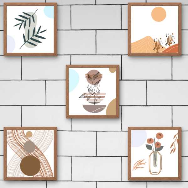 Minimal Abstract Botanical Wall Art Set – 5 Printable Posters | Instant Download Home Decor